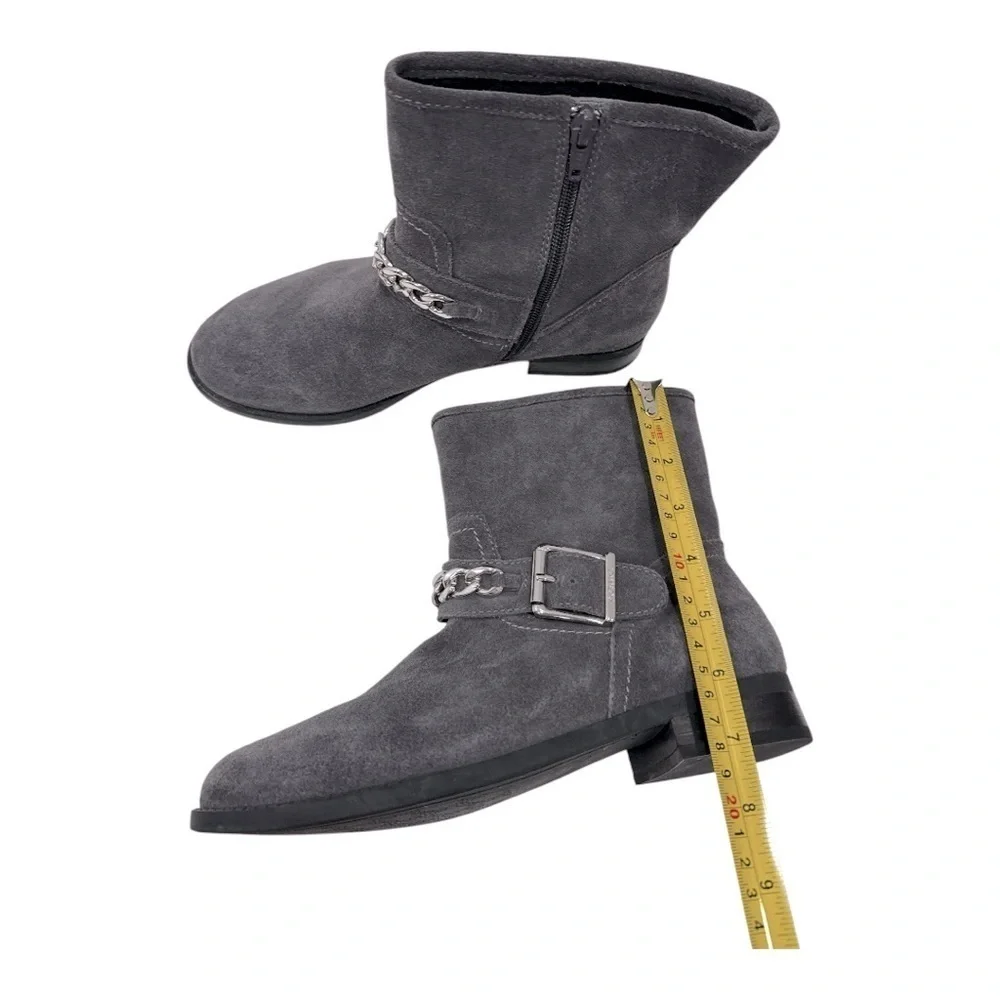 Vionic Crescent Gray Suede Moto Ankle Boots Size 7.5
